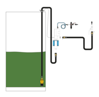 Kit d'installation pour une pompe &agrave; huile pneumatique murale d&eacute;port&eacute;e, connect&eacute;e &agrave; un r&eacute;servoir de 3 m de haut maximum