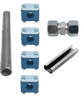 Kit de tuber&iacute;a abrazaderas de tuber&iacute;a de acero galvanizado de 6m 22 mm, riel portador y conexi&oacute;n de uni&oacute;n 6 m