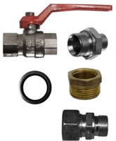 Connexion de l'enrouleur de tuyau1/2&agrave; un tuyau en acier inoxydable de 22 mm avec vanne &agrave; bille