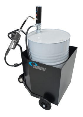 Mobiele oliedispenser 208 l met veiligheidswagen en NEX&middot;U&middot;&reg; U&middot;link draadloze slangeindmeter