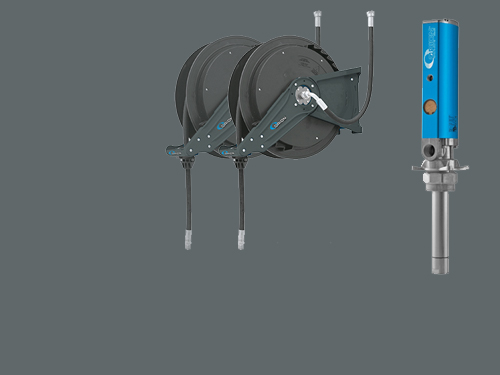 Systeem met vat / tank, leidingsysteem tot 50 m en slanghaspel Systeem met vat / tank, leidingsysteem tot 50 m en slanghaspel