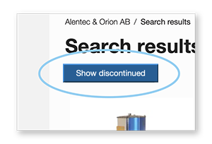 Support and downloads are usually available under each product on our website. Use the search bar at the top of the page to search by item number or product name. If a product has been discontinued, it is automatically hidden from the search results but will appear if you click the &lsquo;Show discontinued items&rsquo; button.